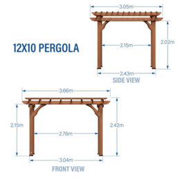 Backyard Discovery Cedar Wood Trellis Roof Outdoor Patio Pergola 3.7M X 3.1M (12Ft X 10Ft) - thumbnail 7