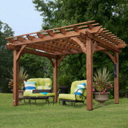 Backyard Discovery Cedar Wood Trellis Roof Outdoor Patio Pergola 3.7M X 3.1M (12Ft X 10Ft)
