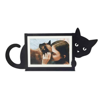 Balvi Black Photo Frame Novelty Metal Cat Single Picture Display - image 1