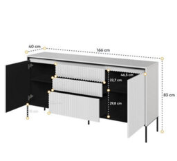Arte Modern Trend Large Sideboard Cabinet (H830mm W1660mm D400mm) - White Matt With Black Legs - thumbnail 3