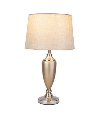Lighting Supermarket Large Malham Champagne Gold And Silver Classic Ceramic Table Lamp And Shade - image 1