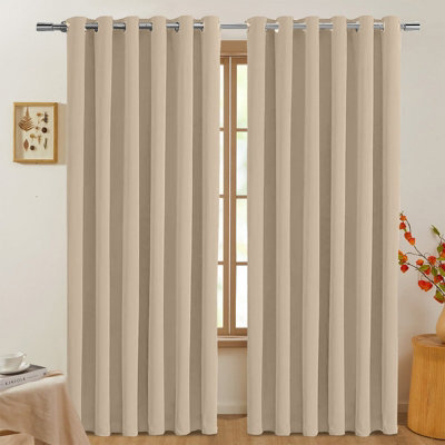 Imperial Rooms Blackout Curtain-Thermal Ready Made Eyelet Curtain (2 Panel) For Living Room Curtain Cream, (W)2.28Mx(L)1.83M - image 1