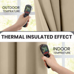 Imperial Rooms Blackout Curtain-Thermal Ready Made Eyelet Curtain (2 Panel) For Living Room Curtain Cream, (W)2.28Mx(L)1.83M - thumbnail 2