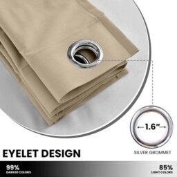 Imperial Rooms Blackout Curtain-Thermal Ready Made Eyelet Curtain (2 Panel) For Living Room Curtain Cream, (W)2.28Mx(L)1.83M - thumbnail 4