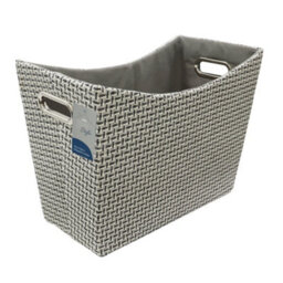 Jvl Silva Fabric Magazine Holder With Inset Handles, Grey - thumbnail 2