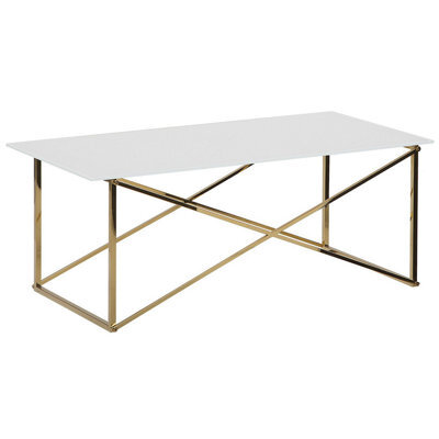 Beliani Coffee Table Emporia Tempered Glass White/ Gold - image 1