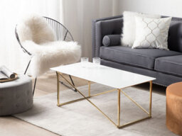 Beliani Coffee Table Emporia Tempered Glass White/ Gold - thumbnail 2