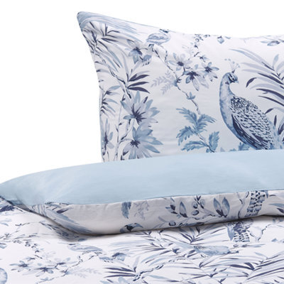 Beliani Duvet Cover Set Ballard Sateen Cotton 135 X 200 Cm Blue - image 1