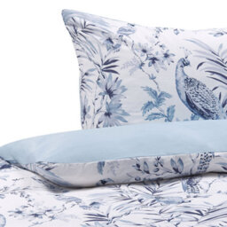 Beliani Duvet Cover Set Ballard Sateen Cotton 135 X 200 Cm Blue - thumbnail 1