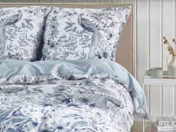 Beliani Duvet Cover Set Ballard Sateen Cotton 135 X 200 Cm Blue - thumbnail 4