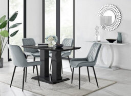 Furniturebox Imperia 4 Modern Black High Gloss Dining Table And 4 Grey Pesaro Black Leg Chairs - thumbnail 1