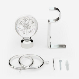 Polished Chrome 28mm Glass Bubbles Fixed Length Metal Curtain Pole  90Cm - thumbnail 3