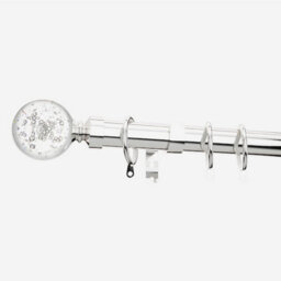 Polished Chrome 28mm Glass Bubbles Fixed Length Metal Curtain Pole  90Cm - thumbnail 2