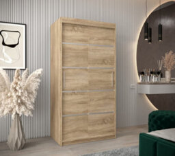Arte Verona 01 Contemporary 2 Sliding Door Wardrobe 5 Shelves 2 Rails Oak Sonoma Effect (H)2000mm (W)1000mm (D)620mm - thumbnail 2