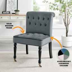 Bravich Winston Velvet Accent Chair On Wheels Dark Grey - thumbnail 6