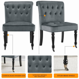 Bravich Winston Velvet Accent Chair On Wheels Dark Grey - thumbnail 7