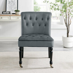 Bravich Winston Velvet Accent Chair On Wheels Dark Grey - thumbnail 2