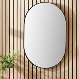 Pacific Lifestyle Oval Wall Mirror Black Metal Slim Frame 60X90Cm Contemporary - thumbnail 1