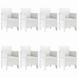 Berkfield Garden Dining Set 9 Pcs White Polt Rattan - thumbnail 4