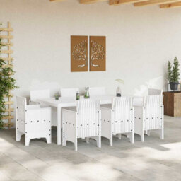 Berkfield Garden Dining Set 9 Pcs White Polt Rattan - thumbnail 3