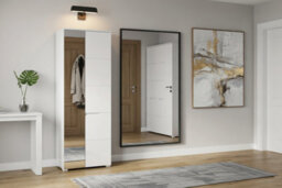 Amos Mann Furniture Cellini White Gloss Shallow Narrow Slim Hallway Bedroom Wardrobe - thumbnail 1