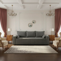 Livorno Sofa Bed For Living Room Foam Seat Wave Springs Wooden Legs Wood Frame 250X94X90 Cm Sleep Area 200X140 Dark Grey - thumbnail 2