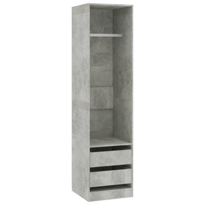 Berkfield Compact Wardrobe With Drawers Concrete Grey 50X50X200 Cm Engineered Wood