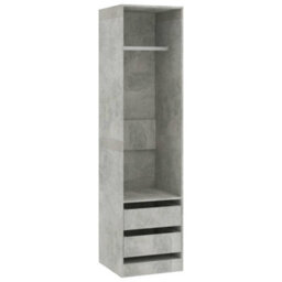 Berkfield Compact Wardrobe With Drawers Concrete Grey 50X50X200 Cm Engineered Wood