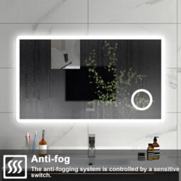 Sline 1200X700mm Bluetooth Led Bathroom Mirror With 3-Colour Modes Demister Pad Digital Clock Magnifying Glass - thumbnail 7