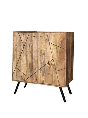 Buttercup Farm Amar Wine Rack/bar - Iron Base - Mango Wood/iron - L46 X W90 X H99 Cm - Light Finish - Assembly Required - image 1