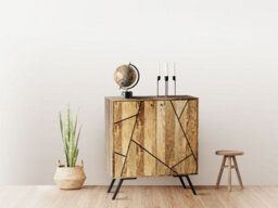 Buttercup Farm Amar Wine Rack/bar - Iron Base - Mango Wood/iron - L46 X W90 X H99 Cm - Light Finish - Assembly Required - thumbnail 2