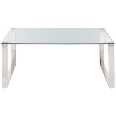 Wyld And Coco Coffee Table - Tempered Glass Top, Polished Stainless Steel Frame, 100 X 50 X 40 Cm - image 1