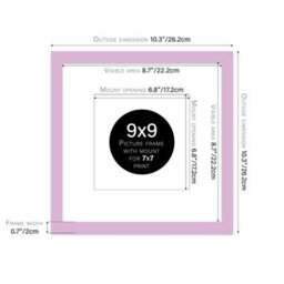 "9X9"" Lilac Picture Frame - 9X9"" Square Frame With 7X7"" Mount For 9X9""/7X7"" Pictures Vintage Style Wall Art, 1 Pack" - thumbnail 2