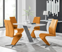Furniturebox Uk Monza 4 White/grey Dining Table & 4 Mustard Willow Chairs - thumbnail 1