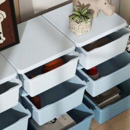 Homcom Kids Storage Units With Drawers 3 Tier Chest Dresser Tower Blue - thumbnail 8