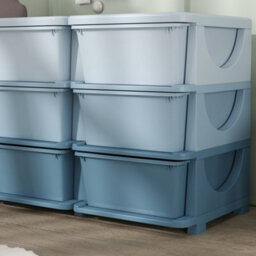 Homcom Kids Storage Units With Drawers 3 Tier Chest Dresser Tower Blue - thumbnail 9