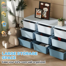 Homcom Kids Storage Units With Drawers 3 Tier Chest Dresser Tower Blue - thumbnail 4
