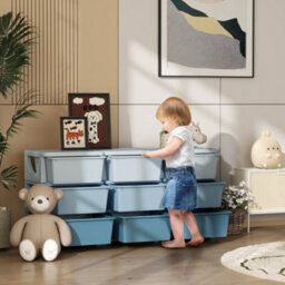 Homcom Kids Storage Units With Drawers 3 Tier Chest Dresser Tower Blue