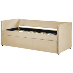 Beliani Trundle Bed Velvet Troyes 90 X 200 Cm (Eu Single) Beige - thumbnail 6