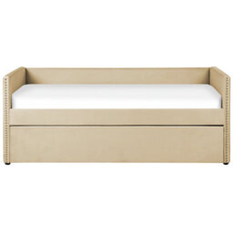 Beliani Trundle Bed Velvet Troyes 90 X 200 Cm (Eu Single) Beige - thumbnail 5