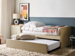 Beliani Trundle Bed Velvet Troyes 90 X 200 Cm (Eu Single) Beige - thumbnail 2