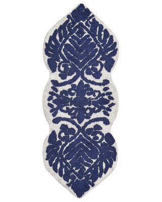 Wyld And Coco Luxcasa Blue Cotton Bath Mat 150 X 60 Cm Irregular Shape - image 1
