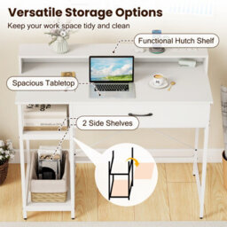 Gainoom Computer Desk Writing Work Study Desk With Power Outlets-White - thumbnail 7