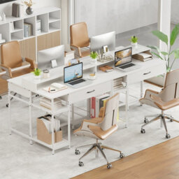Gainoom Computer Desk Writing Work Study Desk With Power Outlets-White - thumbnail 6