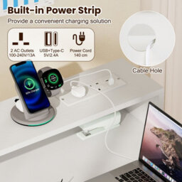 Gainoom Computer Desk Writing Work Study Desk With Power Outlets-White - thumbnail 9
