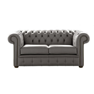 Chesterfield 2 Seater Shelly Silver Birch Leather Sofa Settee Bespoke In Classic Style - image 1
