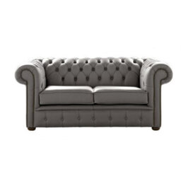 Chesterfield 2 Seater Shelly Silver Birch Leather Sofa Settee Bespoke In Classic Style - thumbnail 1
