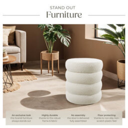 Tectake Stool Altu - Padded Seat, Large Storage Space - Bouclé Cream-White, 1 - thumbnail 3