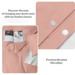 Oxford Homeware Peach Double Plain Dyed Duvet Cover, Fitted Sheet & Pillowcases Set 4 Piece Bed Sets - thumbnail 4