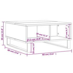 Berkfield Sturdy Coffee Table Grey Sonoma 60X60X30 Cm Engineered Wood - thumbnail 9